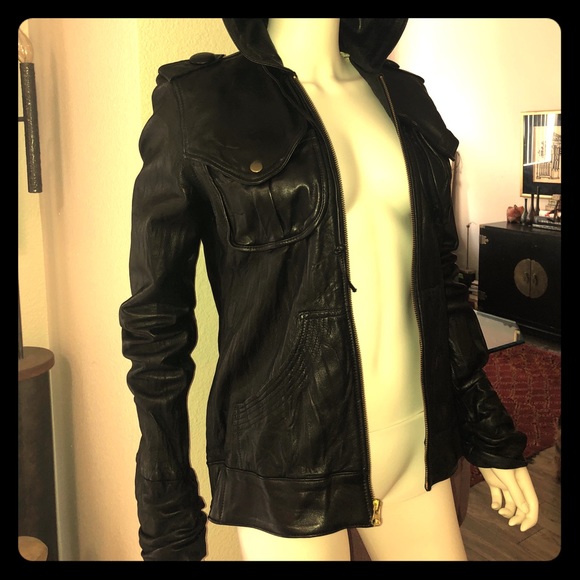 Mike & Chris Jackets & Blazers - Mike & Chris Soft Leather Jacket with hood Size M